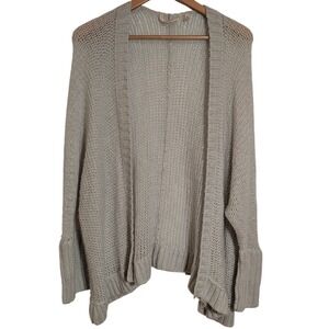 Soft Surroundings Open Knit Cardigan Sweater S/M‎ Light Beige Oversized